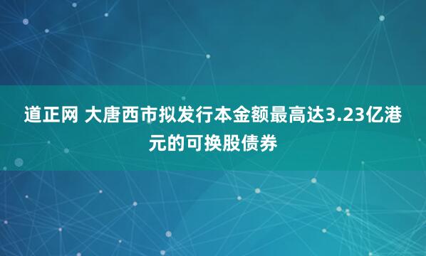 道正网 大唐西市拟发行本金额最高达3.23亿港元的可换股债券