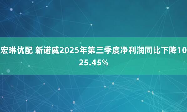 宏琳优配 新诺威2025年第三季度净利润同比下降1025.45%